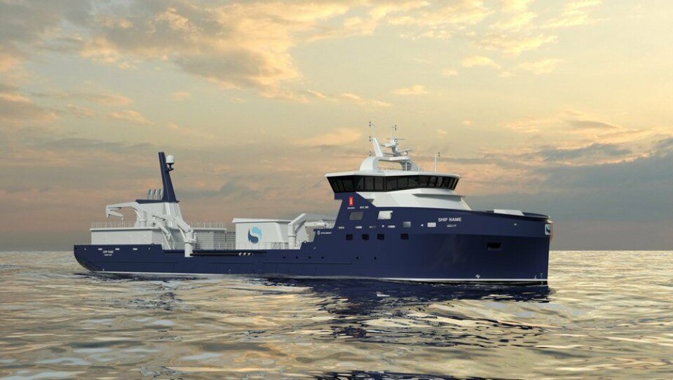 Hydroniq Coolers har fått kontrakt for å levere et skrogintegrert sjøvannskjølingssystem til den fjerde brønnbåten som Myklebust Verft bygger for Sølvtrans. Illustrasjon: Kongsberg Maritime