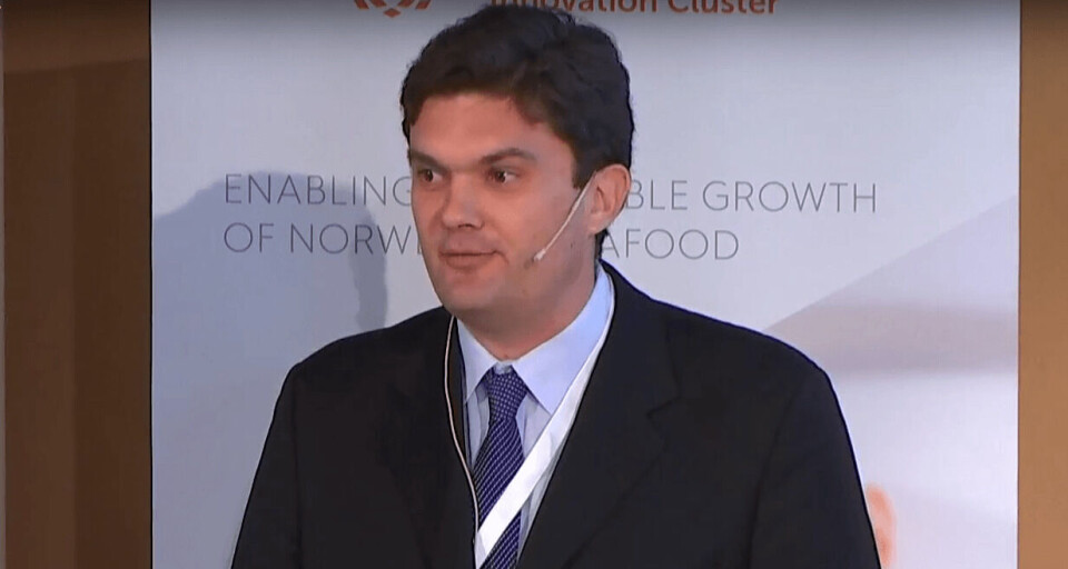 Dave Robb er leder for bærekraft hos Cargill Aqua Nutrition. Foto: Screenshot av NCE direktesendt video.
