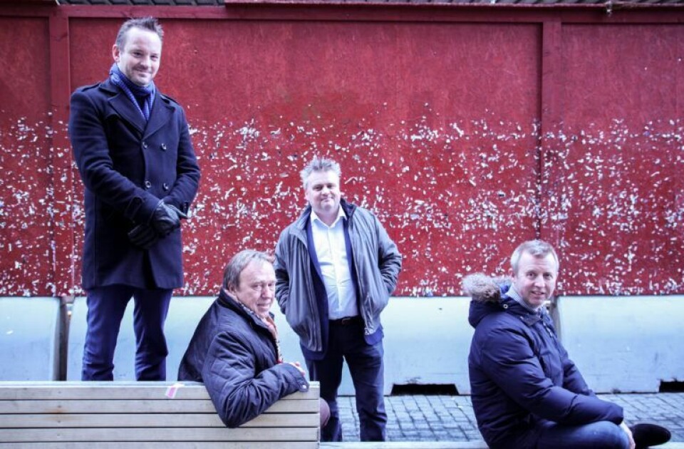 Sammen for sjømatnæringa: Fra v. Geir Ove Ystmark (Sjømat Norge), jan Egil Pedersen (NNN), Jørn H. Eggum (Fellesforbundet) og Frode Alfheim (Industri Energi). Foto: Bente Birkeland/NNN.