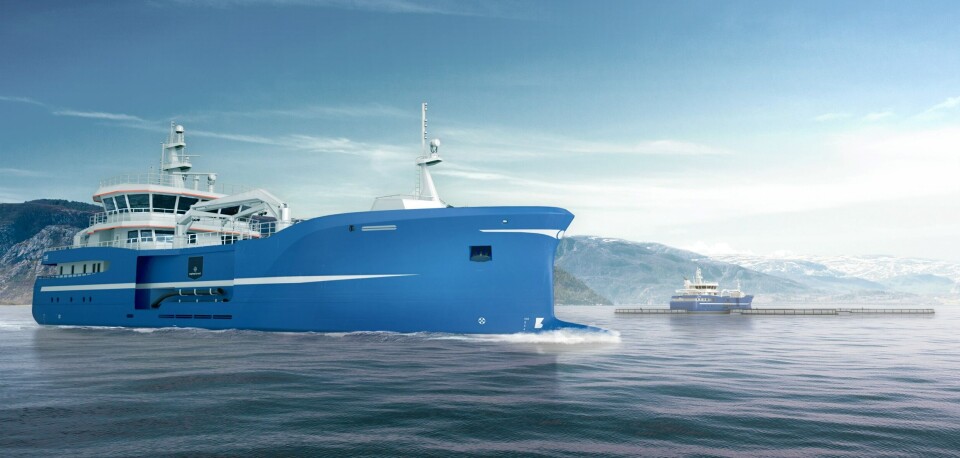 «Aqua Merdø». Fotoillustrasjon: DESS Aquaculture Shipping.