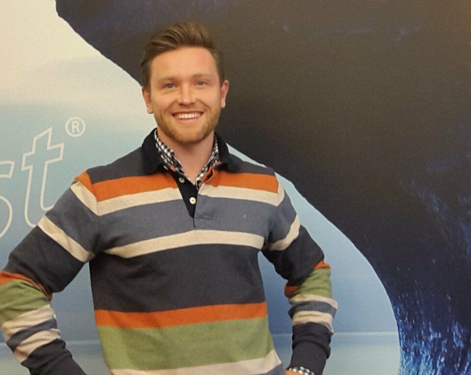 28 år gamle Håvard Tennebø er Blom Fiskeoppdrett sin yngste CFO/COO og rykker opp i gradene. Foto: privat.