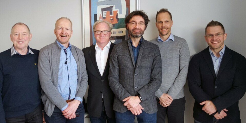F.v Noralf Rønningen, Aqualine, Ove Løfsnes, AQS, Trond Williksen, AKVA Group, Tore Håkon Riple, Marine Constructions (leder), Are Berstad, Aquastructures, Joachim Buarø, Naviaq. Foto: Sjømat Norge.