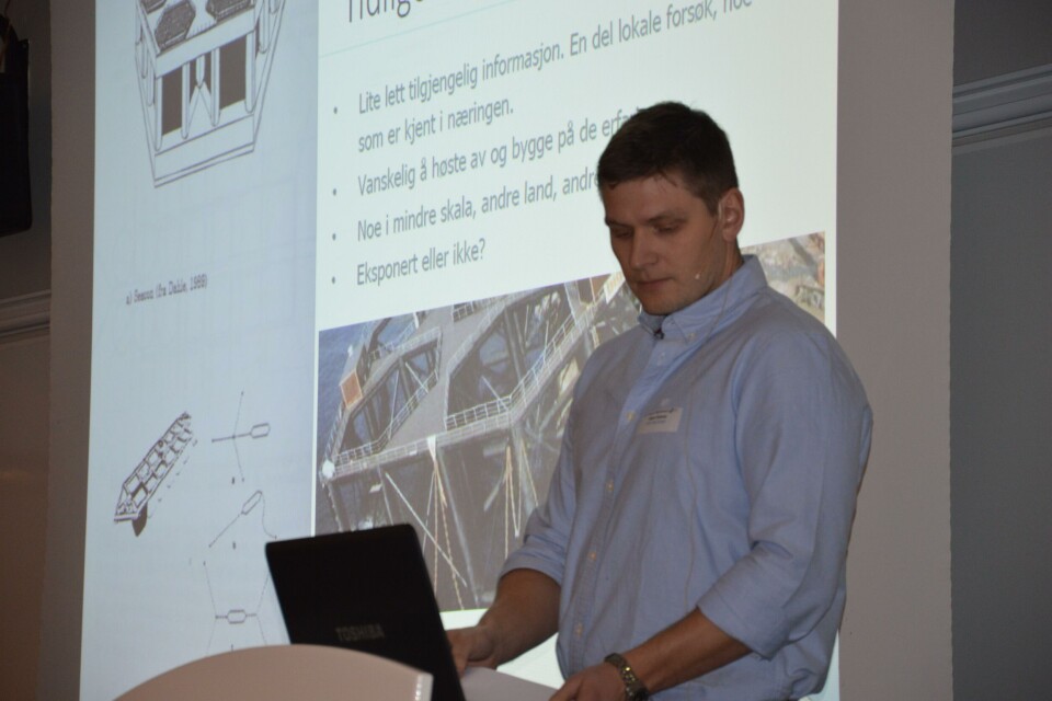 Håkon Ådnanes, prosjektleder havfarm i NSK Ship Design holdt nylig et foredrag under Norsk Offshore Havbruksdag i Oslo. Foto: Therese Soltveit