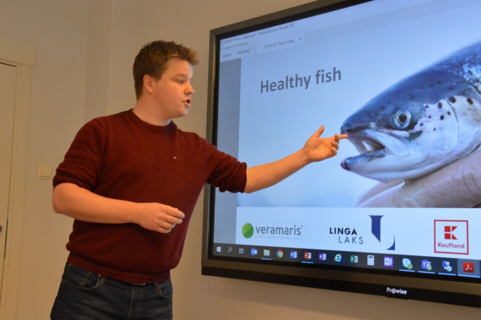 Mads Martinsen er direktør for produktutvikling i Skretting. Han mener det algebaserte fôret gir grunnlag for videre vekst i næringen. Foto: Ole Andreas Drønen/Kyst.no.