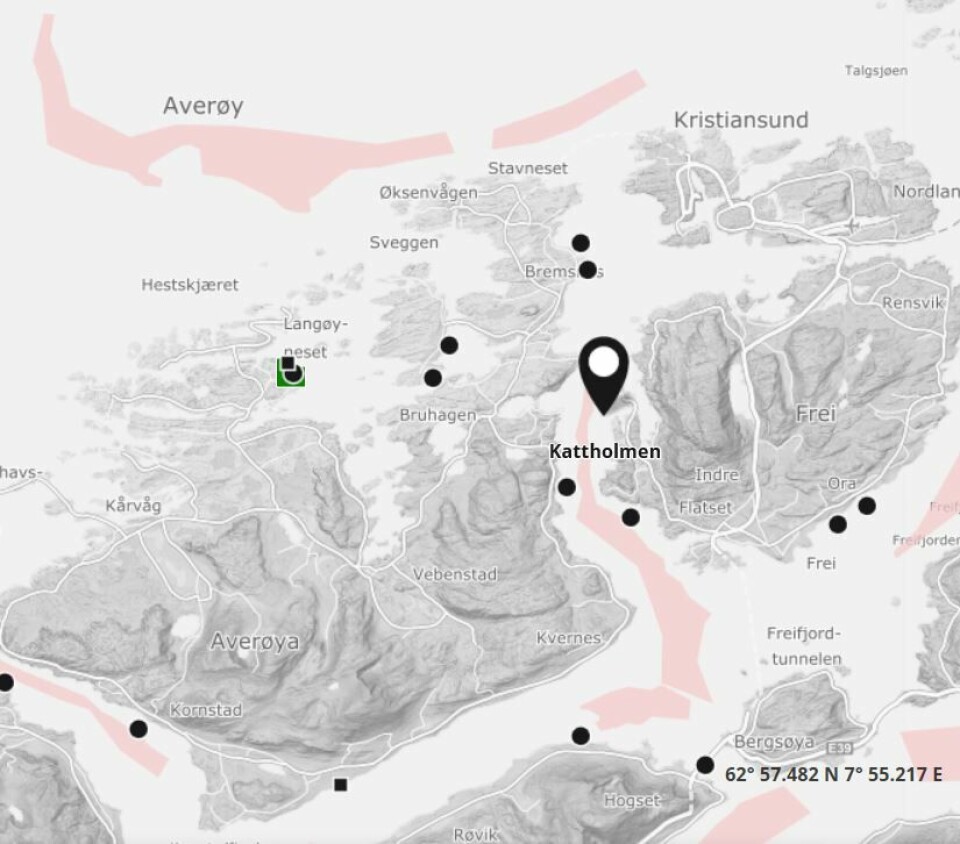 Det er PD-varianten SAV3 som har blitt påvist hos Måsøval Fiskeoppdrett. Denne har man bestemt ikke skal spres nord for Hustadvika. Foto: Barentswatch.