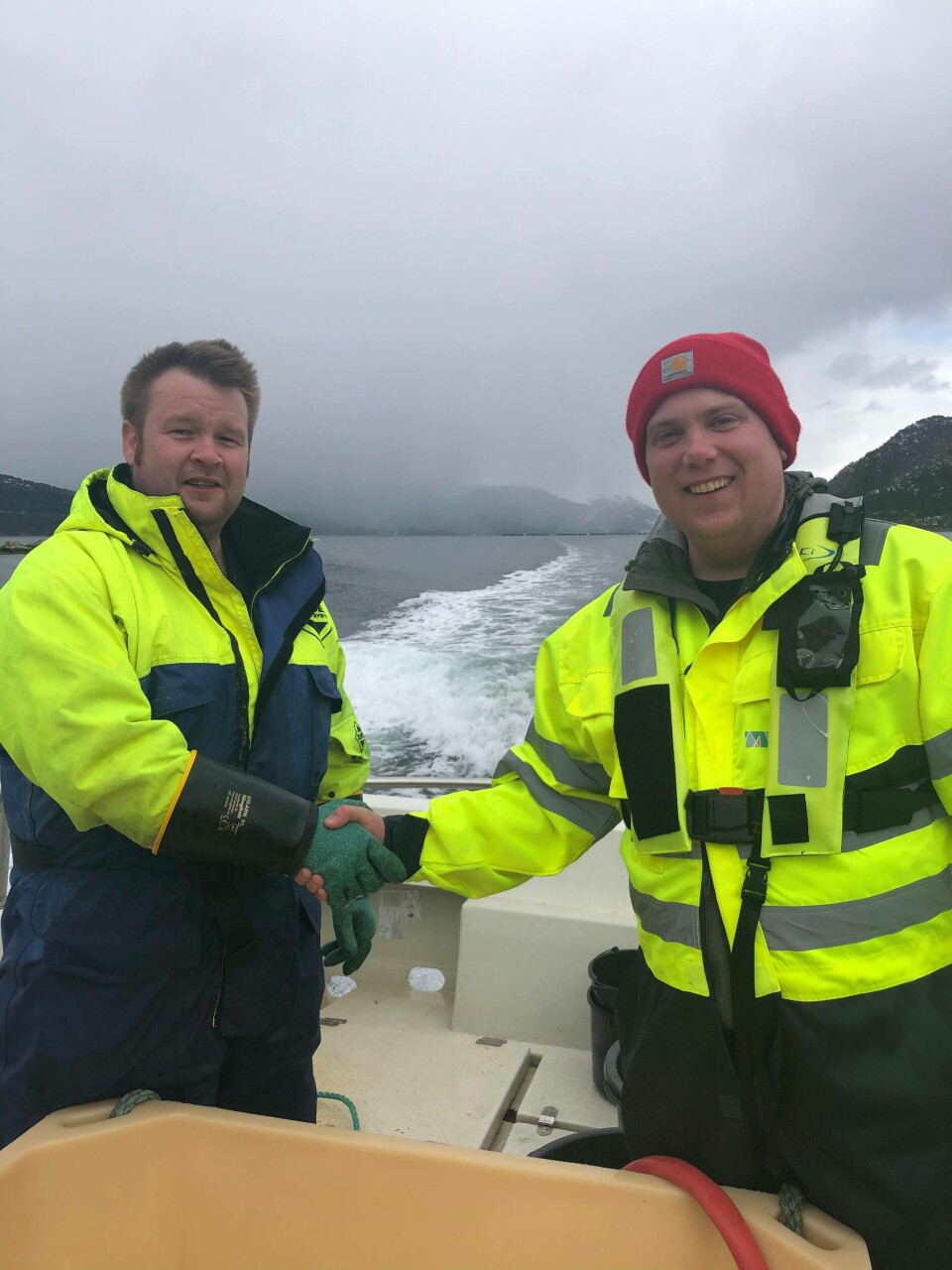 Michal Hestenes Nygård (t.v) og Even Halås Søreide er begge godt nøgde med Sordalgruppen sitt oppkjøp av Nygård Maritim Service AS. For Søreide og Sordalgruppen sin del betyr oppkjøpet eit utvida tenestetilbod til fiskeoppdrettsbransjen.