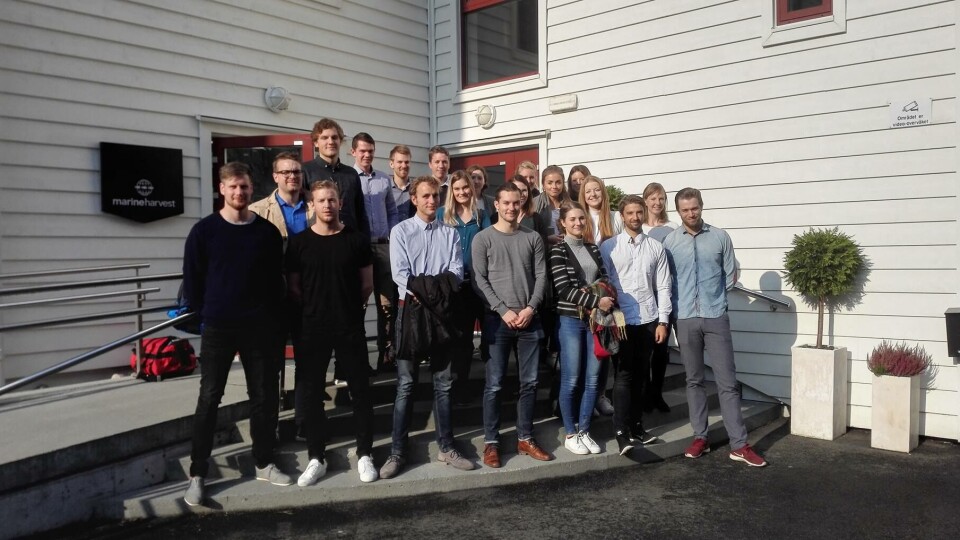 Seafood Trainee kull 1 bestod av 28 delatagere. Formålet med Seafood Trainee, er å rekruttere de aller beste kandidatene slik at de sikrer at høy kompetanse til sjømatnæringen. Foto: NCE Seafood Innovation Cluster