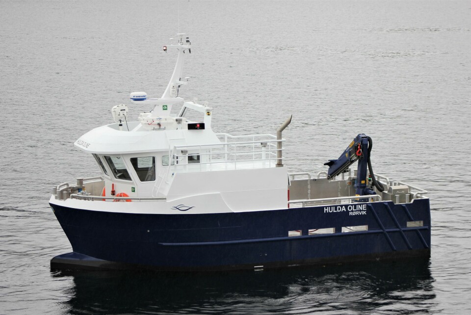 Salmonor har fått sin nyeste tilskudd i flåten og navnet på båten er HULDA OLINE. Foto: Moen Marin AS.