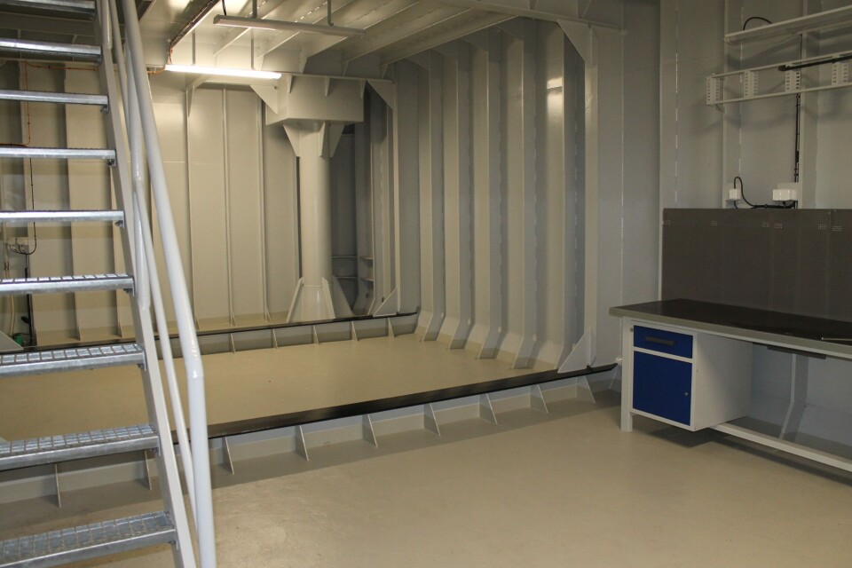 Her ser du et av de to store lagringsrommene om bord i flåten. Foto: Fluctus.