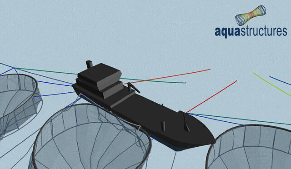 Figuren viser en AquaSim analyse av en brønnbåtoperasjon på et anlegg. Illustrasjon: Aquastructures