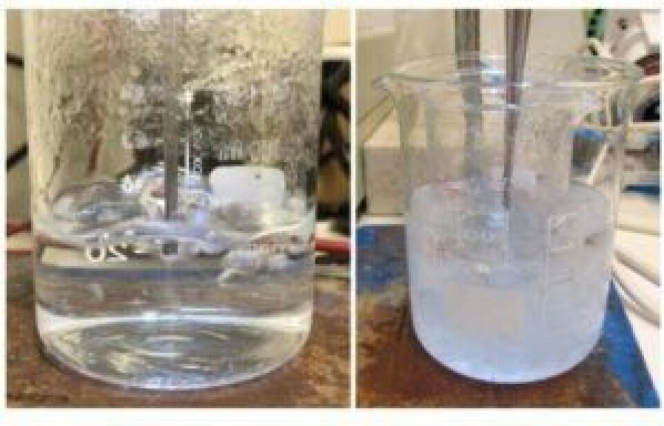 Forskere brukte ultralyd for å generere kavitasjon. Foto: Sintef.