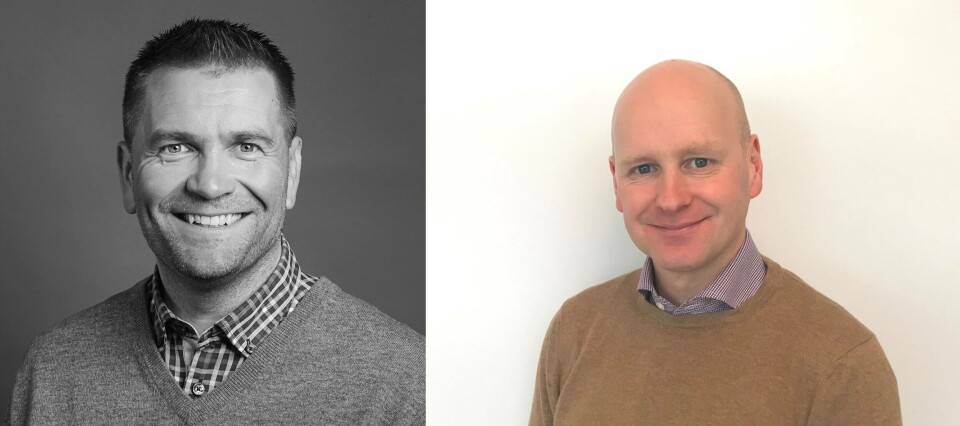 Stig Førre, Chief Commercial Officer i ScaleAQ og Rune Halvorsen, Procurement & Operational Improvement Director, i Cermaq Norge. Foto: ScaleAQ