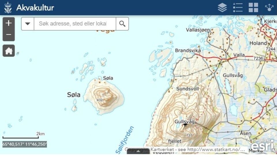Kart over området. Kilde: Fiskeridirektoratet.