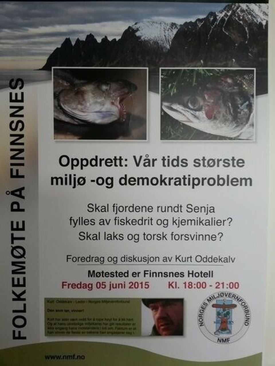 Det reklameres godt for møtet lokalt i Senja. Foto: Norges Miljøvernforbund.