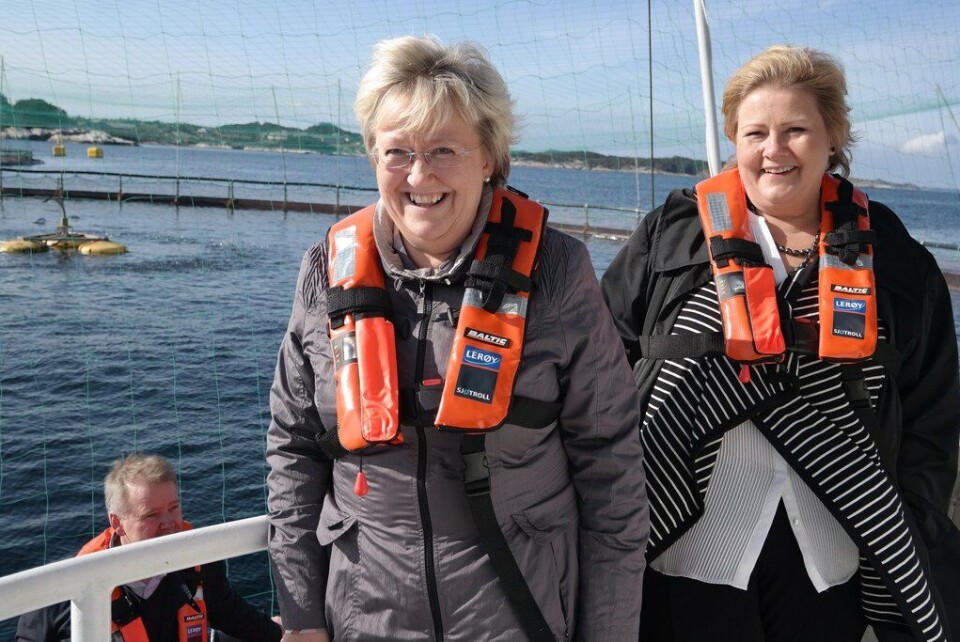 Elisabeth Aspaker og Erna Solberg