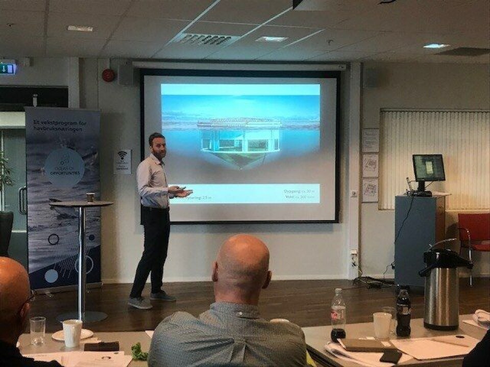 Espen Eriksen, daglig leder i Seafarming Systems, pitcher for fagkomiteen. Foto: GreaterStavanger.com. Espen Eriksen, daglig leder i Seafarming Systems, pitcher for fagkomiteen. Foto: GreaterStavanger.com.
