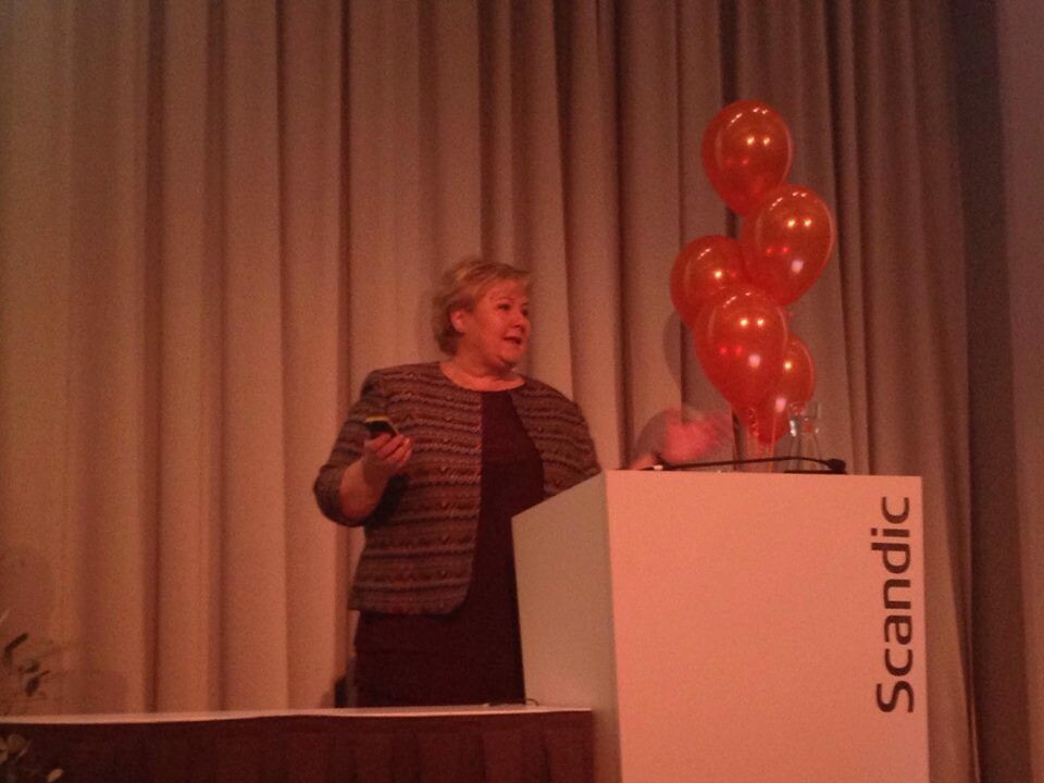 Erna Solberg under Youngfish-konferansen. Foto: Kjersti Marie Grinde.