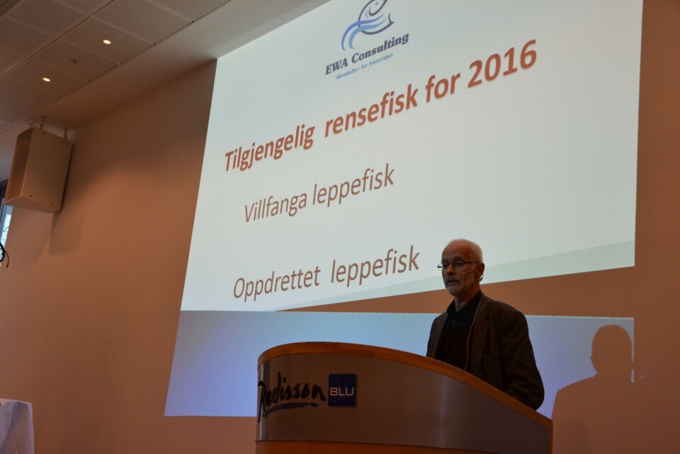 Erlend Waatevik fra Ewa Consulting under rensefisk-konferansen 2016. Foto: Linn Therese Skår Hosteland.