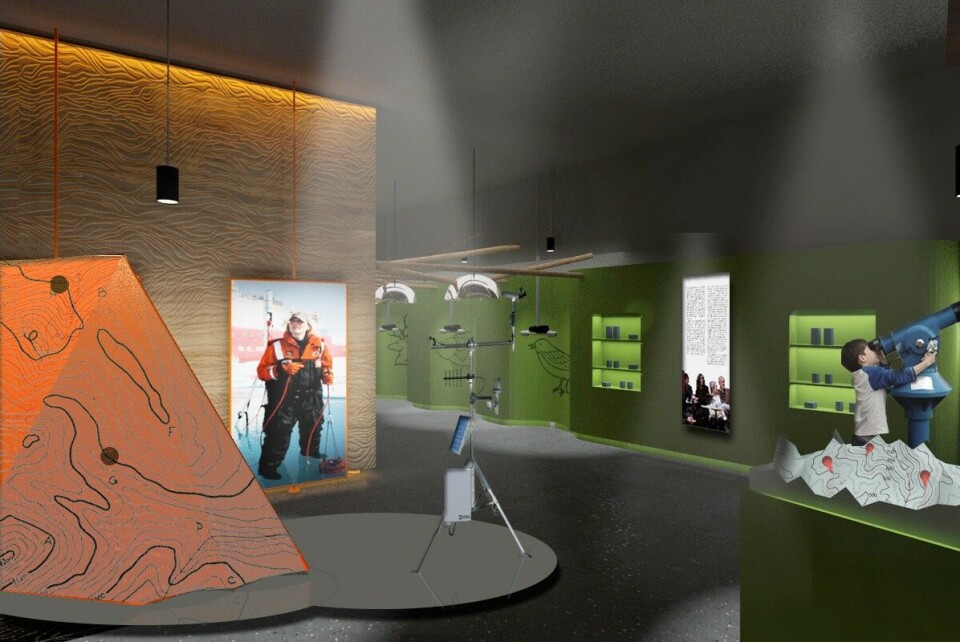 Nedanfor illustrasjon av folgefonnsenteret. visualisering av interiør