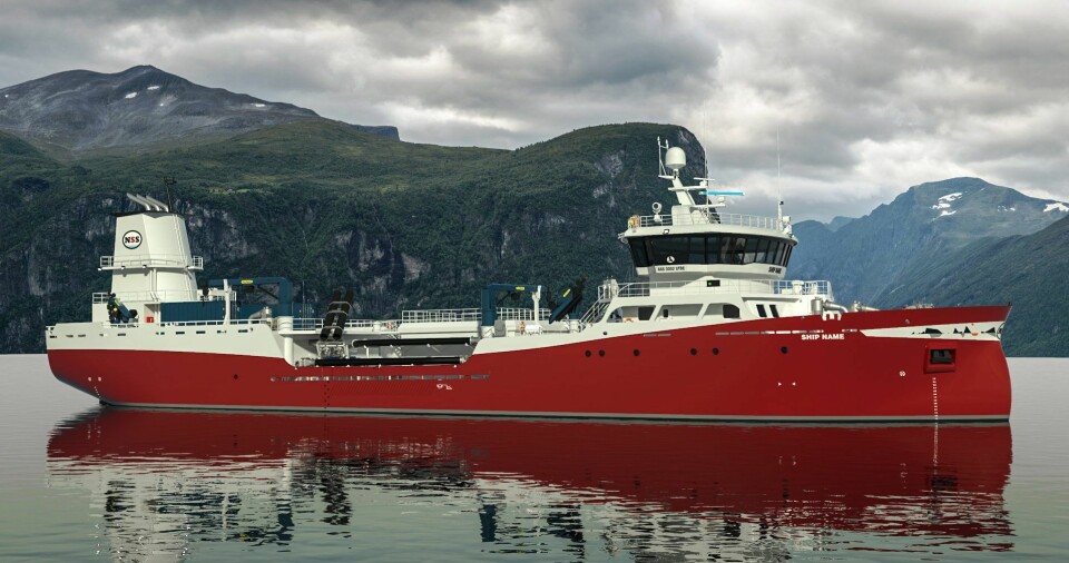 Brønnbåten som Aas Mekaniske Verksted bygger skal leveres til Nova Sea Service i september 2021. Illustrasjon: Aas Mekaniske Verksted