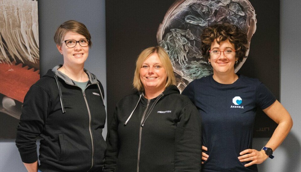 Fra venstre: Ragnhild Inderberg Vestrum (Leder Morefish Academy), Marita Spigseth (Daglig leder i Morefish) og Trude Steinbru Heggstad (Direktør for Innovasjon i Åkerblå). Foto: Morefish