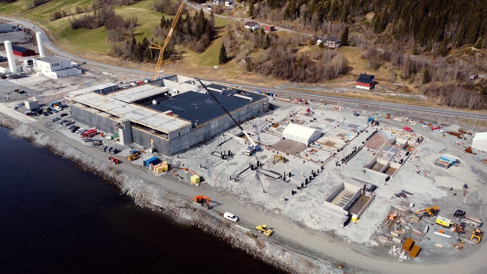 Dronebilde der det jobbes med etablering av SalMar sitt nye settefiskanlegg på Tjuin industriområde i Malm. Foto: SalMar Dronebilde der det jobbes med etablering av SalMar sitt nye settefiskanlegg på Tjuin industriområde i Malm. Foto: SalMar
